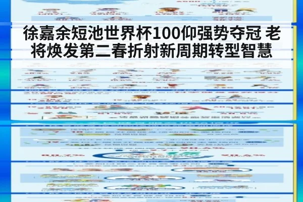 徐嘉余短池世界杯100仰强势夺冠 老将焕发第二春折射新周期转型智慧